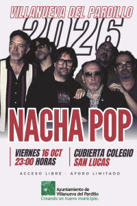 Cartel del concierto de Nacha Pop en Villanueva del Pardillo el 16 de octubre de 2026